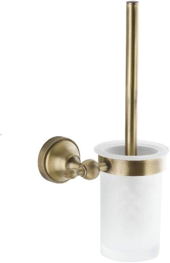 KENWAY Toilet Brush Holder with Glass Cup Brass Bronze — حامل فرشاة تواليت KENWAY مع كوب زجاج نحاس أصفر برونزي